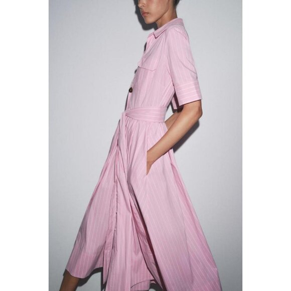 ZARA ZW COLLECTION POPLIN SHIRT DRESS - Picture 5 of 8